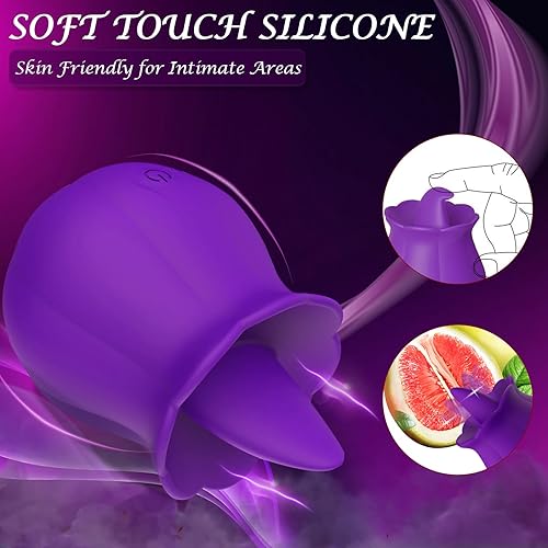 Miniatura 4 de Juguetes sexuales vibradores estimuladores de clítoris en forma de rosa para mujeres, rosa vibradora con lengua lamedora, juguetes para adultos con