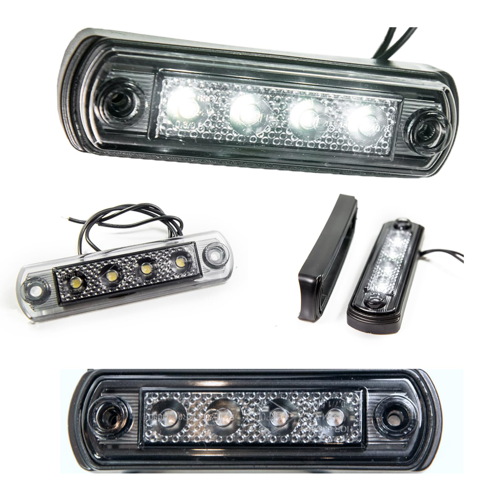 Feu de gabarit SLIM, feu de position SLIM, DARK Graphite, set économique éclairage contour blanc 12/24V mince 2 pièces pour voiture, bus, camion, remorque, caravane, quad