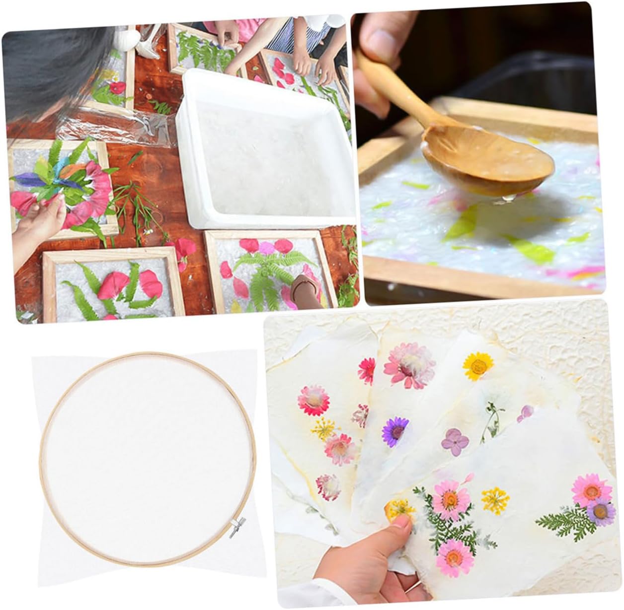 HOOTNEE 2pcs DIY Papermaking Kit Round Paper Frame Screen Wooden Papermaking Frame for Boys and Girls