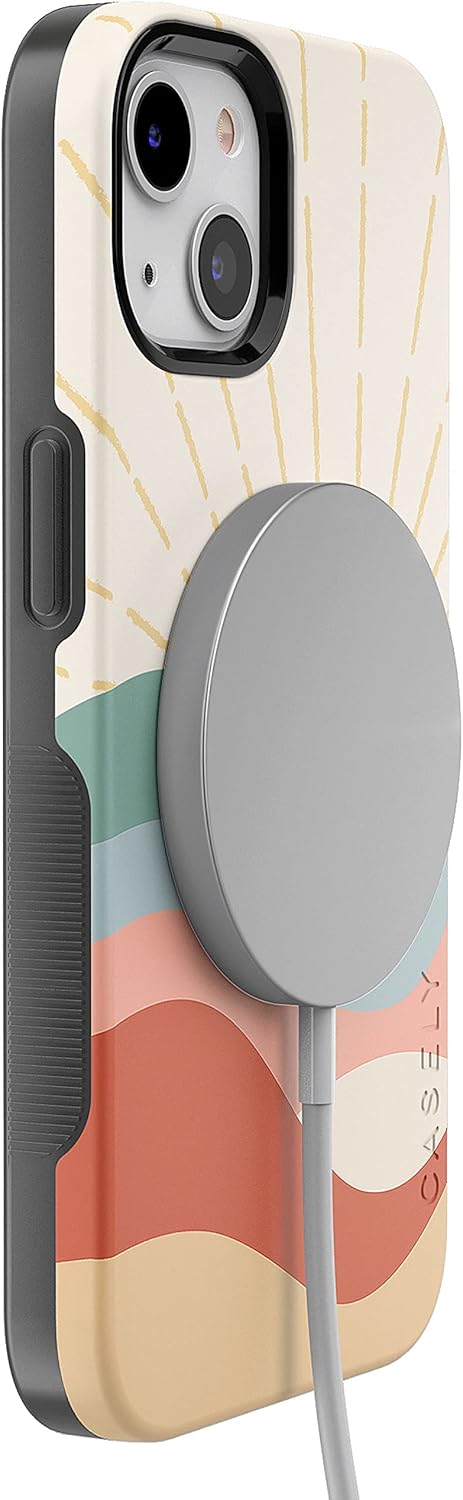 Casely iPhone 14 Plus Case | Here Comes the Sun | Colorblock Sunset | Bold Protective Design | Compatible with MagSafe