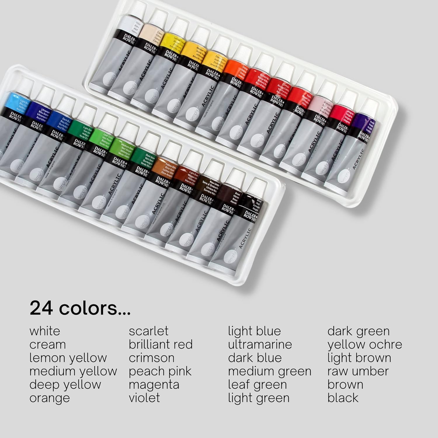 MURCY Acrylic Paint Set - 24 Vibrant Colors for Kids & Adults, 12mL Tubes, Ideal for Wood, Canvas, Fabric, Ceramics - Art Supplies (24 Pack of 12 mL) 2