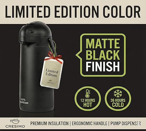 Miniatura 24 de Jarra térmica para café Airpot de 74 oz, mantiene el café caliente durante 12 horas y frío durante 24 horas, termo de café de acero inoxidable