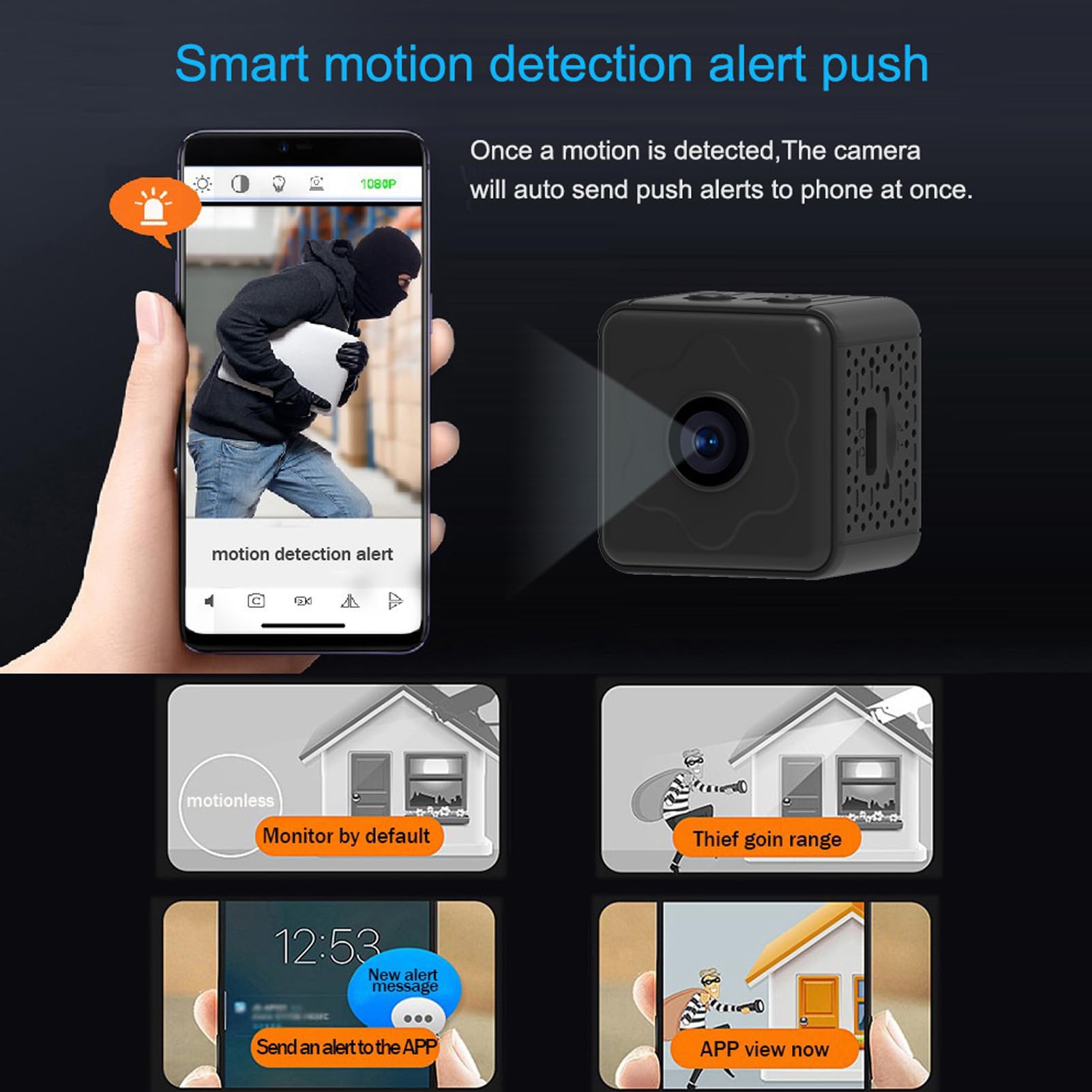 Goshyda Caméra Espion Cachée, Petite Caméra WiFi sans Fil 1080P avec Détection de Mouvement, Vision Nocturne, Conversation Bidirectionnelle, Montage Magnétique, Vidéo en Boucle, Vidéo