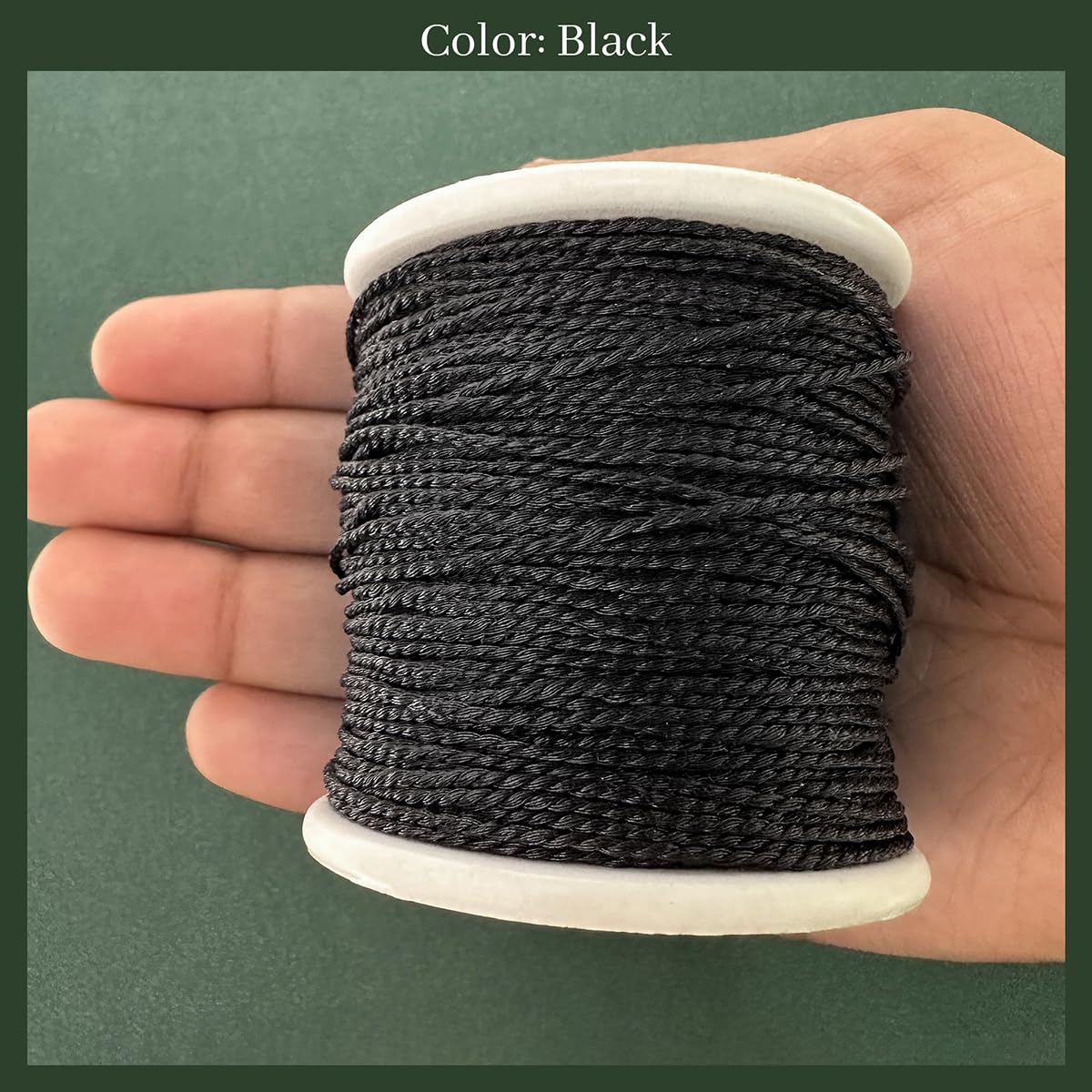 Embroiderymaterial Twisted Metallic Machine Embroidery Zari Thread/Dori for Embroidery, Aari work, Tassels, Jewellery, Bracelet, Lace, Crochet & Hand Embroidery (1MM Width, 73 Meters) (Black) 3