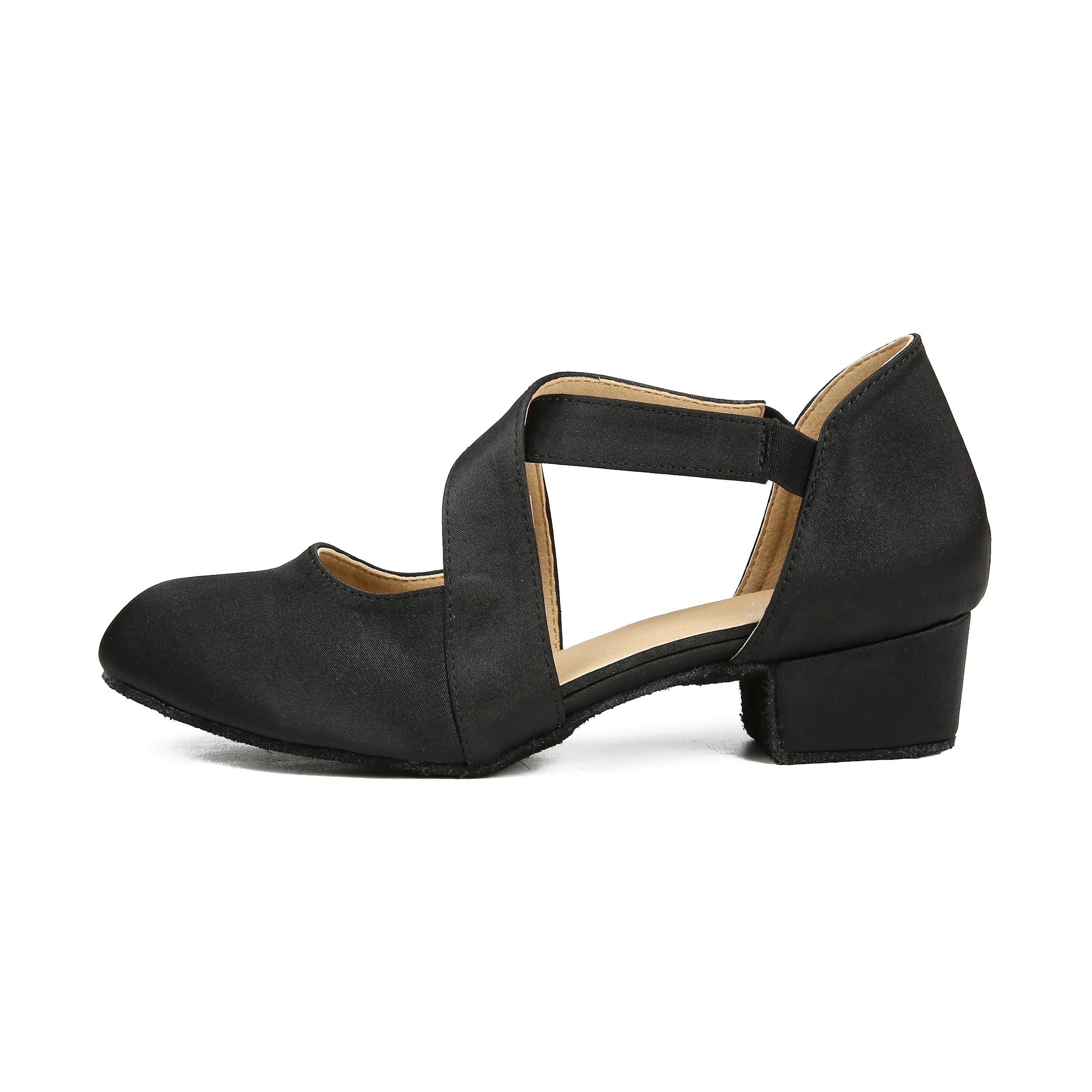 Ballroom Dance Shoes Salsa Latin Dancing Shoes Women for Social Beginner Closed Toe 1 1/2 inches Heels S14(Black,8.5)
