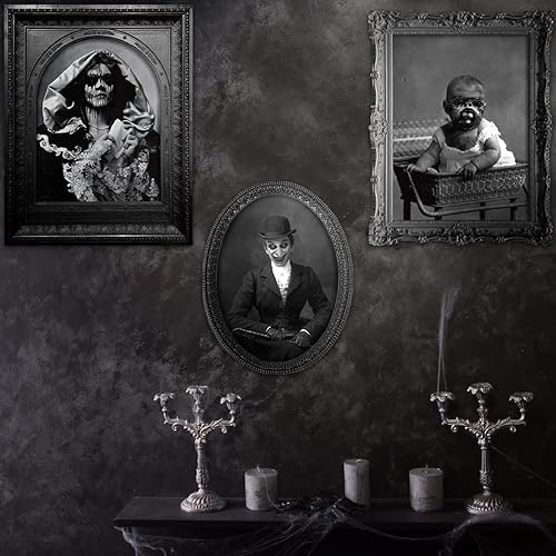 Miniatura 6 de 20 piezas de imágenes en movimiento de cara cambiante en 3D de Halloween, retrato de mansión gótica, fotos de terror en movimiento, retratos de