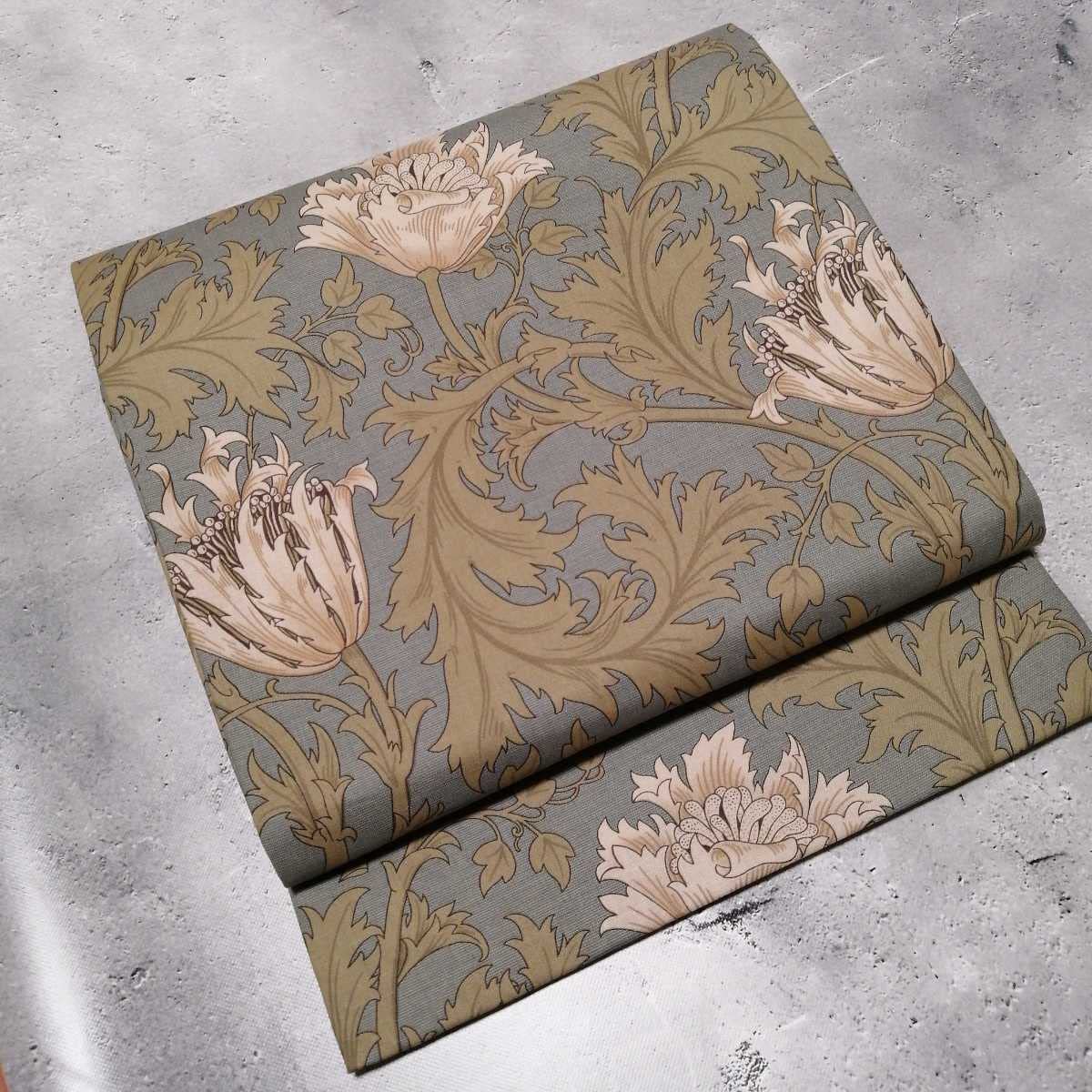 開き名古屋帯　ウィリアムモリス　ピンパーネル×アネモネ　ブルー　リバーシブル Amazon.co.jp: 開き名古屋帯 ウィリアムモリス ピンパーネル