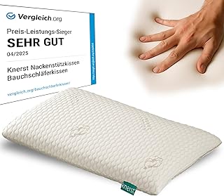 KNERST® Bauchschläferkissen - Ergonomisches Kopfkissen für ultimativen Komfort - Nackenstützkissen - Memory Foam Kissen - Schlafkissen - flaches Kissen für Bauchschläfer [Höhe 6cm]