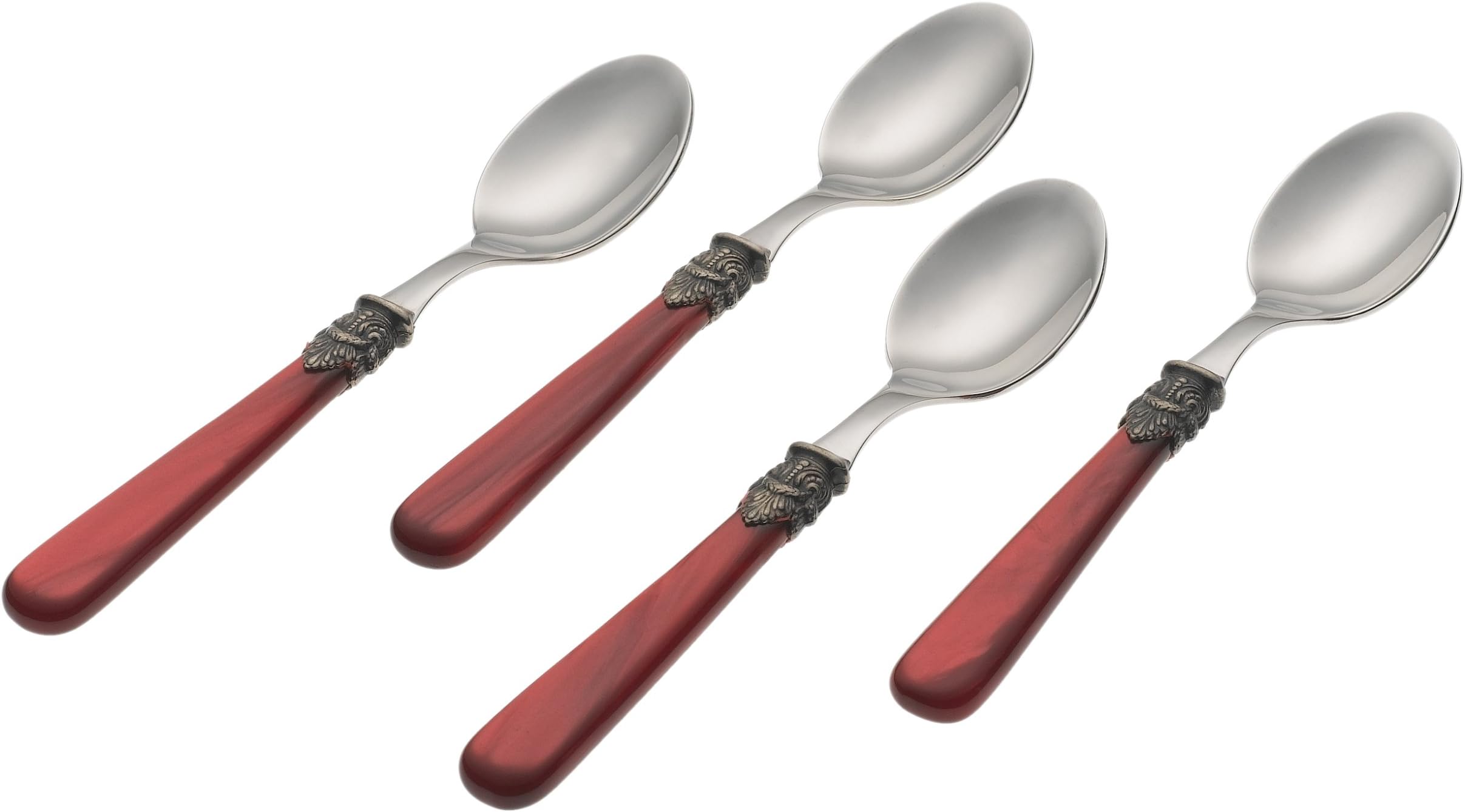 Rosanna Pearlized Red Napoleon Espresso Spoons, Set of 4