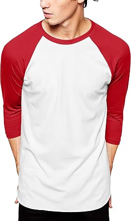 Hat and Beyond Mens Baseball Raglan 3/4 Sleeves T Shirts Casual Cotton Jersey S-3XL
