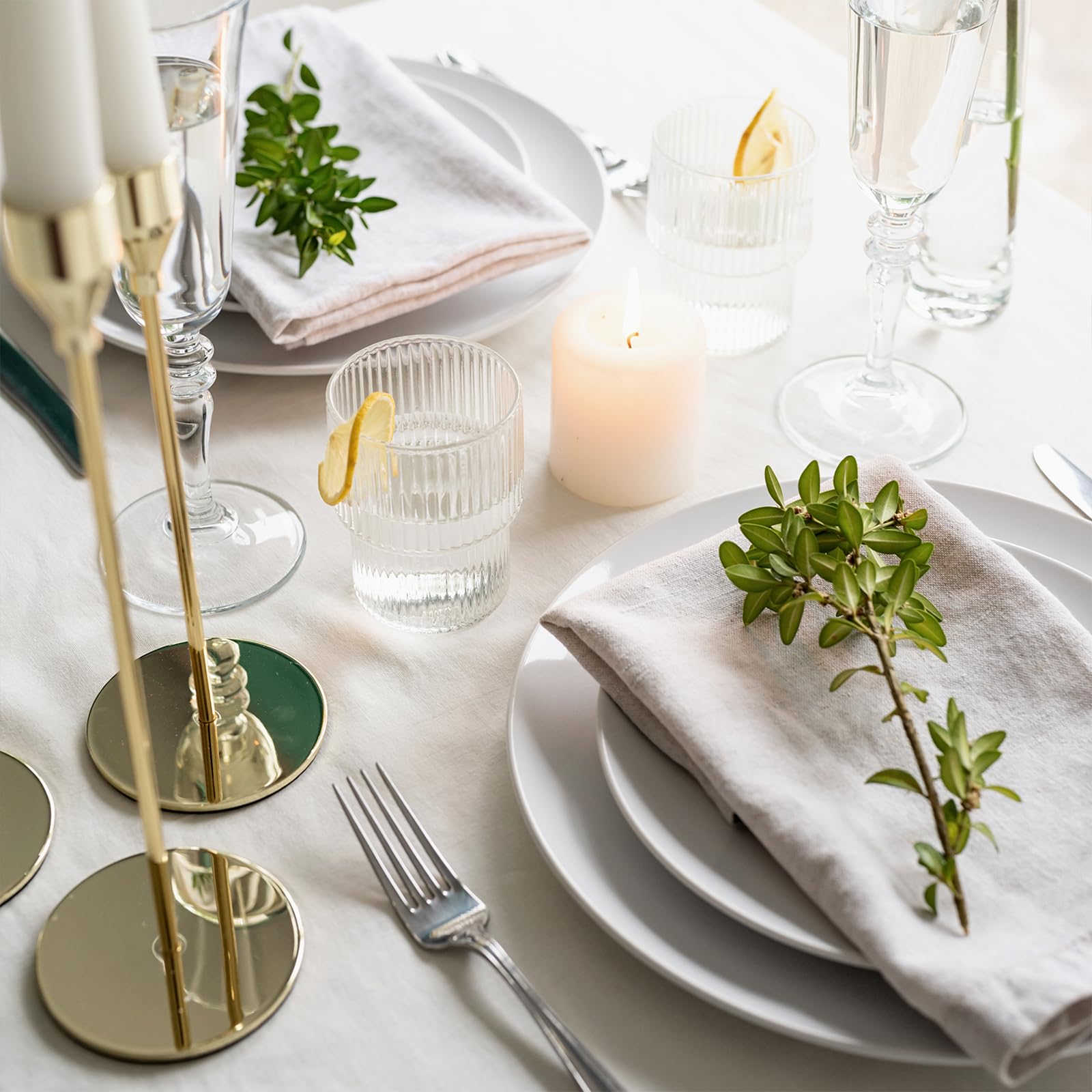 Stoffen servetten, linnen servetten, 12 stuks, 40 x 40 cm, hoogwaardig katoen, 100% natuurlijke stoffen servetten, keukenstoffen servetten, tafeldecoratie voor Kerstmis, elegante bruiloft, verjaardag