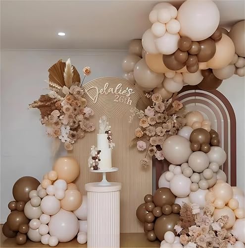 Miniatura 6 de Paquete de 150 globos de color blanco arena de diferentes tamaños, 18, 12, 10, 5 pulgadas, kit de arco de guirnalda de globos de fiesta de