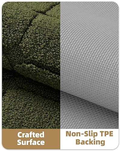 Miniatura 5 de Color&Geometry Alfombra de baño verde de 24 x 36 pulgadas, ultra absorbente, antideslizante, tapete de ducha de felpilla suave para bañera y ducha,