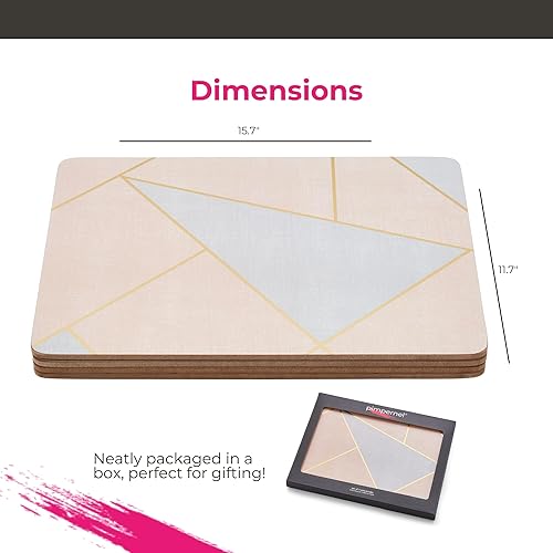 Miniatura 9 de Pimpernel Urban Chic Collection - Juego de 4 manteles individuales | Diseño de fragmento rosa y gris pardo | Tapetes resistentes al calor | Tablero