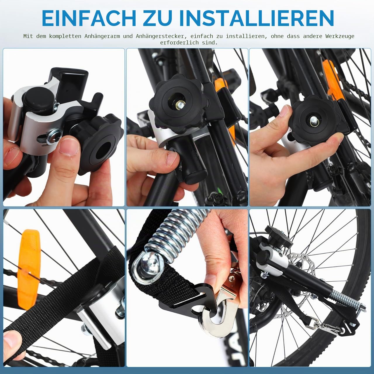 Gadpiparty FahrradanhäNger Kupplung, Universal AnhäNgerkupplung Fahrrad, für 19mm Rundrohr Mit Nylonband und Deichsel FahrradanhäNgerbefestigung für Elektro, und UniversalfahrräDer