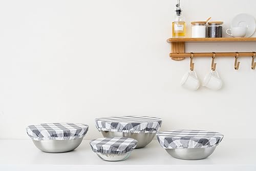 Miniatura 15 de Fundas reutilizables para tazones de tela, juego de fundas para tazones de tela 100% algodón para cubrir frutas, verduras y regular la humedad,