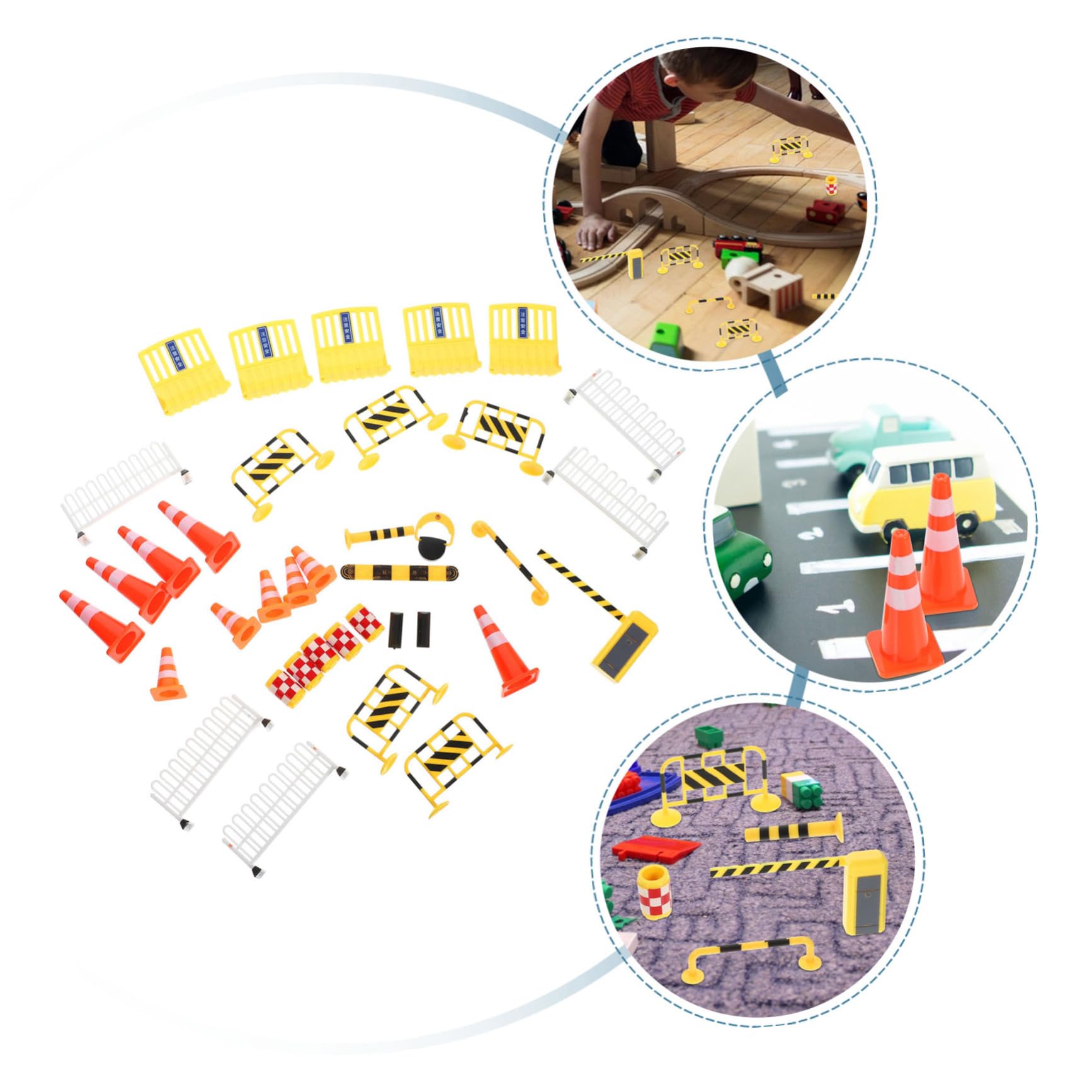 TEHAUX 4 Sets Educational Road Signs Set for Boys and Girls Traffic Barrier Toys Bright Lights Simulation Sign Toy