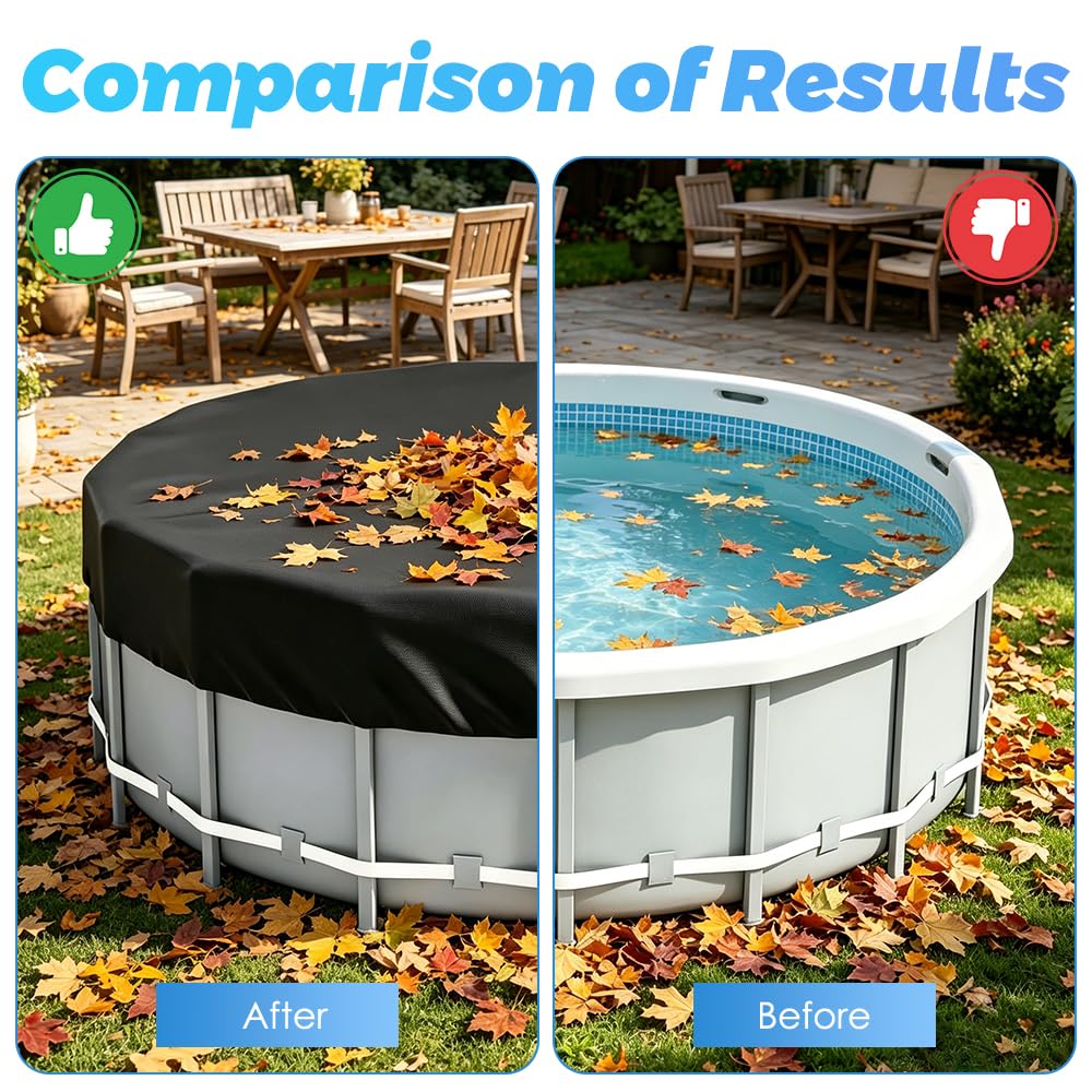 Telo di copertura per piscina rotondo, 366 cm, con coulisse e chiodi per il pavimento, rotondo, antivento, antipioggia, antipolvere, in tessuto Oxford
