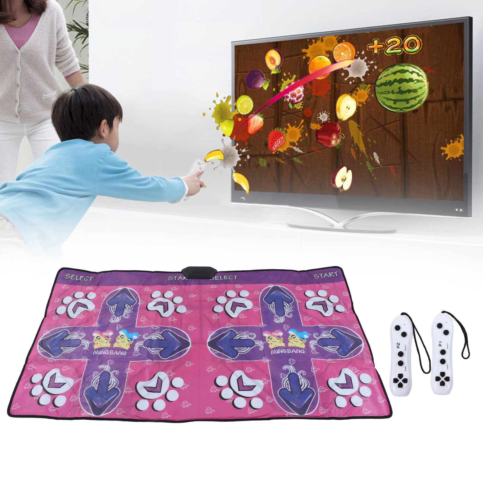 Pad da Ballo Musicale, Doppio Pad da Ballo Leggero Pieghevole Elettronico con Cavo AV Migliora Il Pad da Ballo 'intelligenza Musicale per Bambini Ragazze Ragazzi