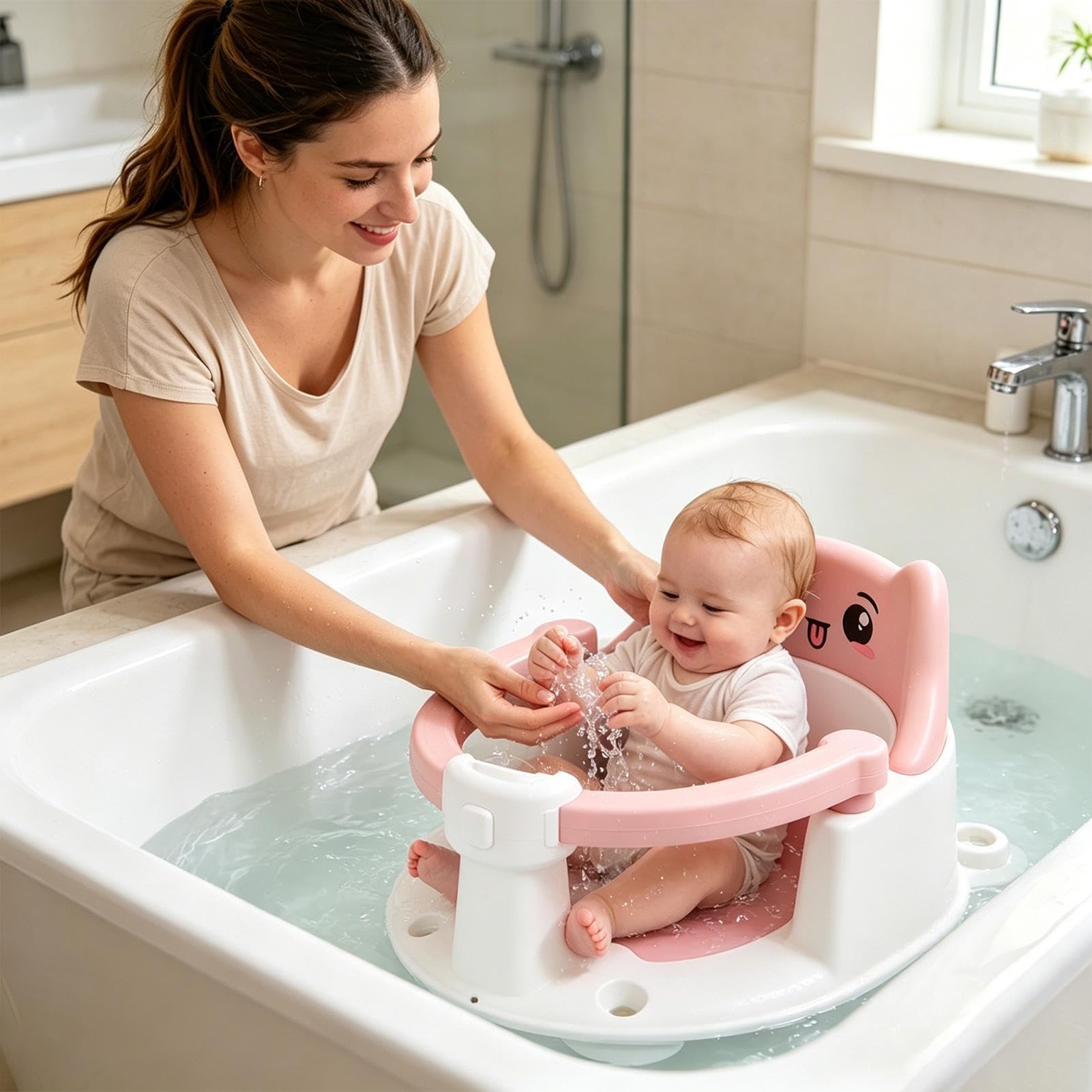 Sedia da Bagno per Bambini - Seggiolino Doccia Portatile con Ventose | Seggiolino Doccia per Fino a 6,per Fino a 6 Maschi Femmine Seduti in Bagno