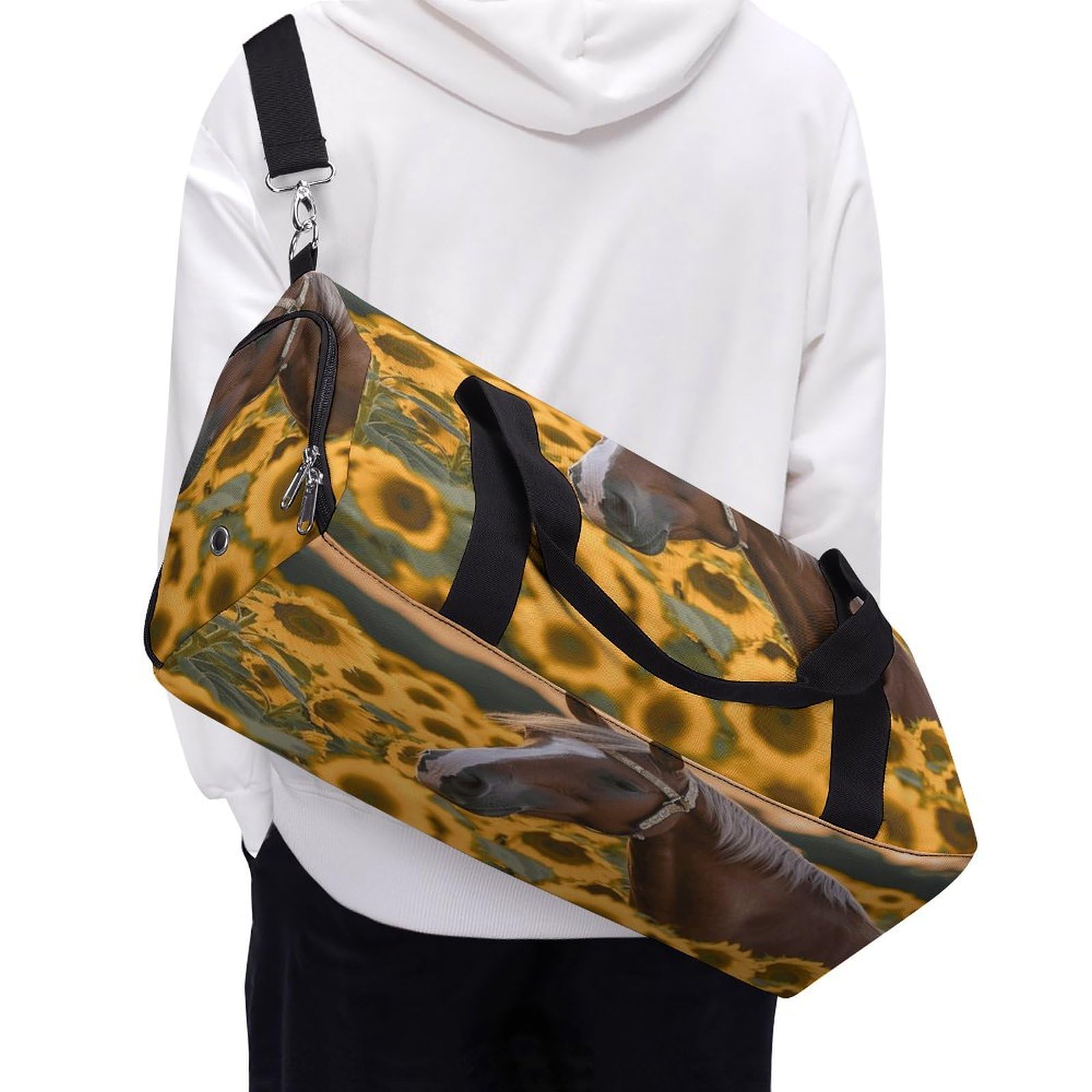Turnbeutel für Damen und Herren, gelber Sonnenblumen-Aufdruck, Turnbeutel, wiederverwendbar, Turnbeutel mit Schuhfach, Stil, Einheitsgröße, modern, Stil:, Einheitsgröße, Modern