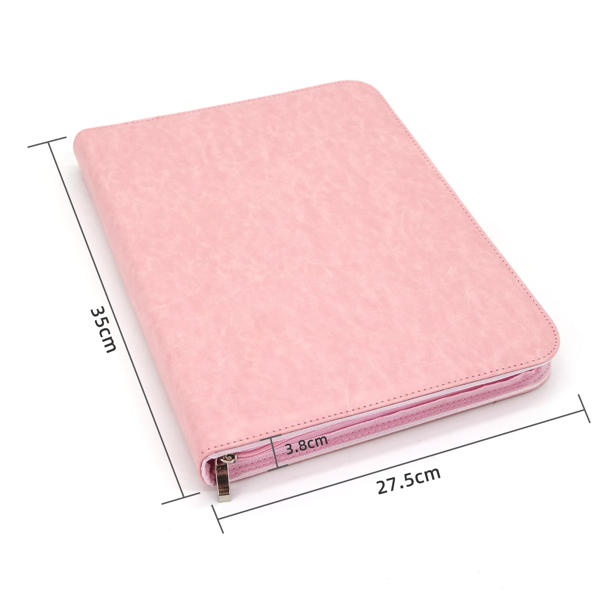 GraduatePro Cartella Portadocumenti A4 Raccoglitore a 4 anelli Pelle di Cerniera Chiusura per Ufficio Conferenza Cartellina Custodia Organizzatore-Rosa