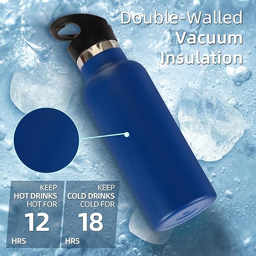 Miniatura 4 de Volhoply Botella de agua aislada de 17 onzas para niños, botellas de agua de acero inoxidable con tapa con pajilla, botella de agua térmica metálica