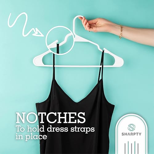 Miniatura 4 de Sharpty Perchas de plástico con muescas ideales para uso diario estándar blanco 35