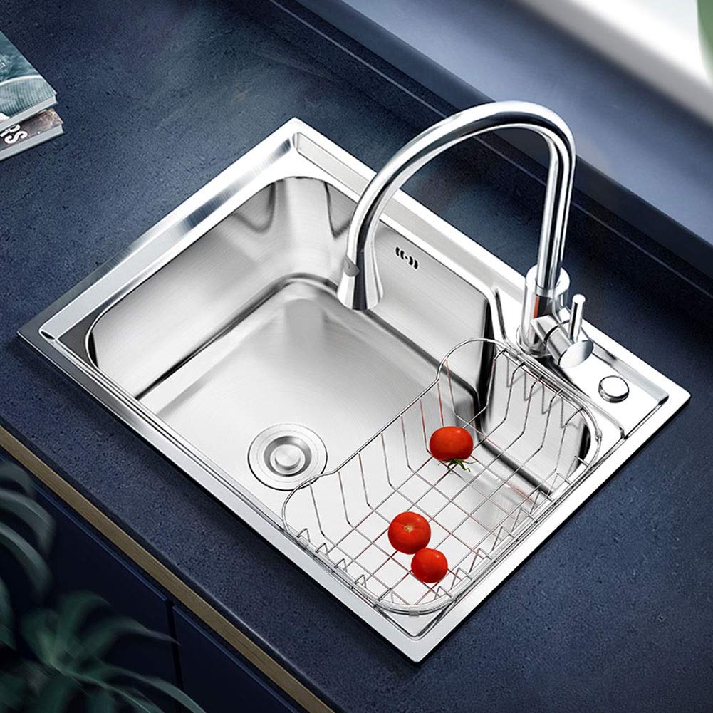 Évier de cuisine à cuve unique inox 580mm avec kit robinet