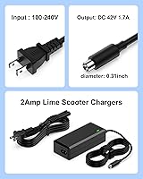 Vista 6 de VHBW Cargador de scooter de 42 V compatible con Ninebot G30LP ES2 ES4 ES1L F20 F30 F40 E22 E25 M365 Pro/Pro2 Lime-S Scooter eléctrico con batería