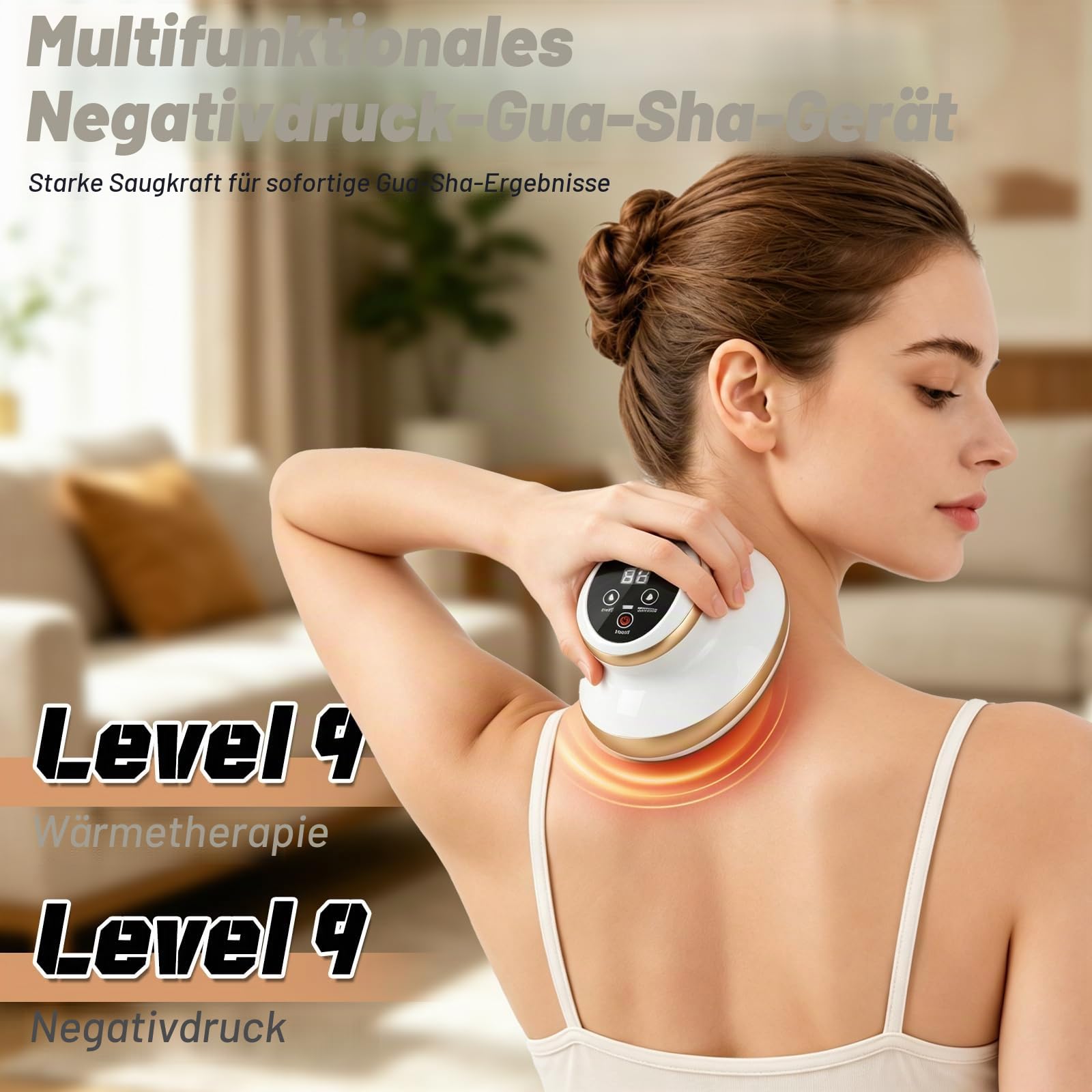 Cellulite Massagegerät, 4-in-1 Massagegerät mit Vakuum Massage & Gua Sha Massage, Elektrisch Schröpfgerät Handmassagegerät, Rotlicht und Blaues Licht, 9 Stufen Massagegerät für Ganzer Körperteil