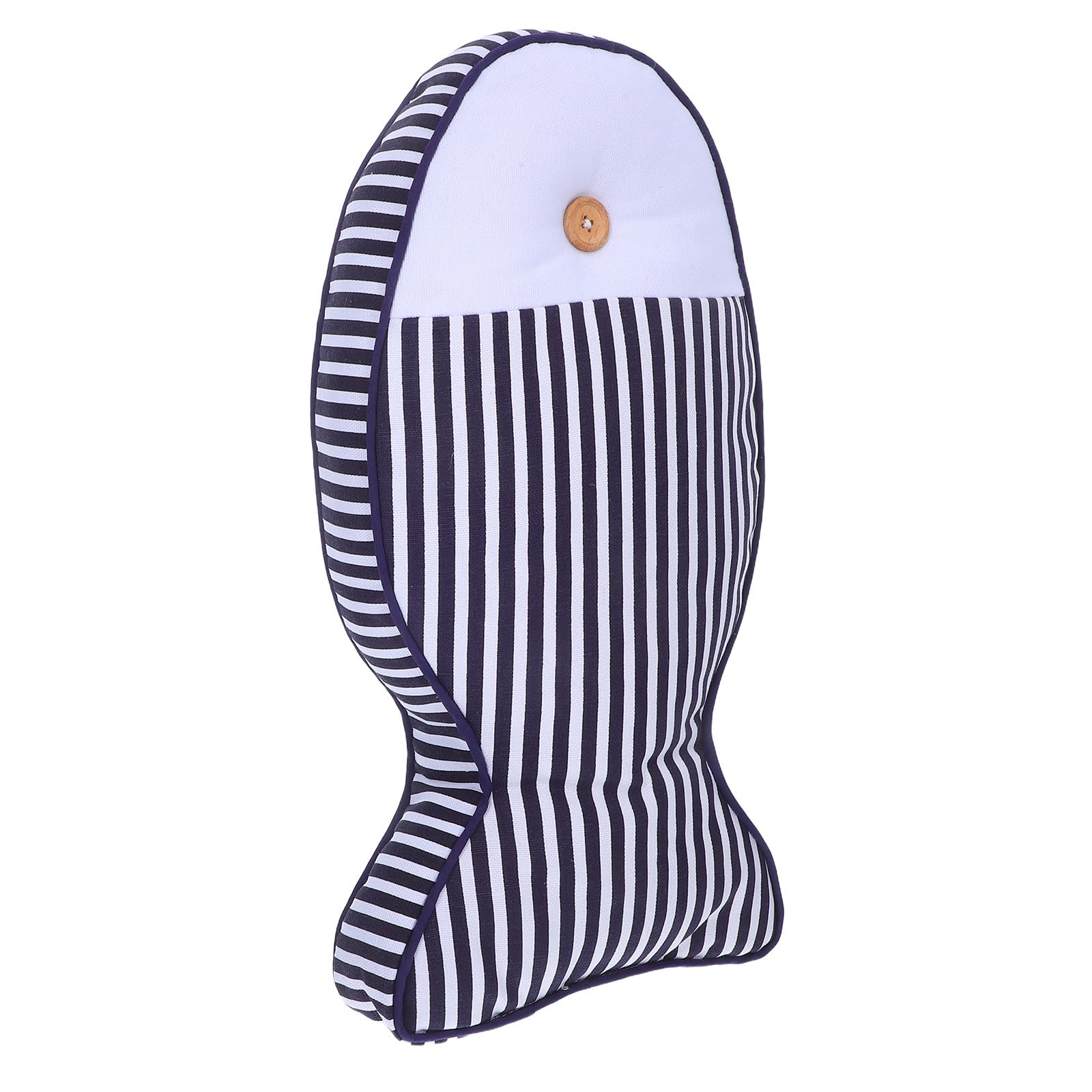 Oreiller de poisson en lin et coton avec motif à rayures bleues