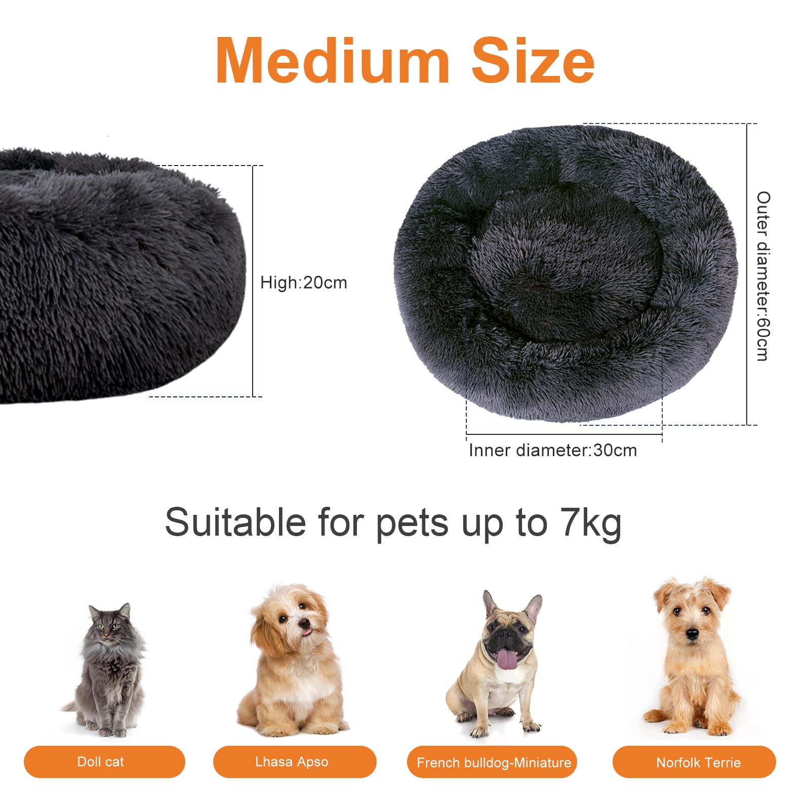 Donut Hundebett Für Kleine & Mittlere Hunde – Flauschig, Beruhigend & Waschbar | Rundes Kuschelbett Mit Rutschfester Unterseite