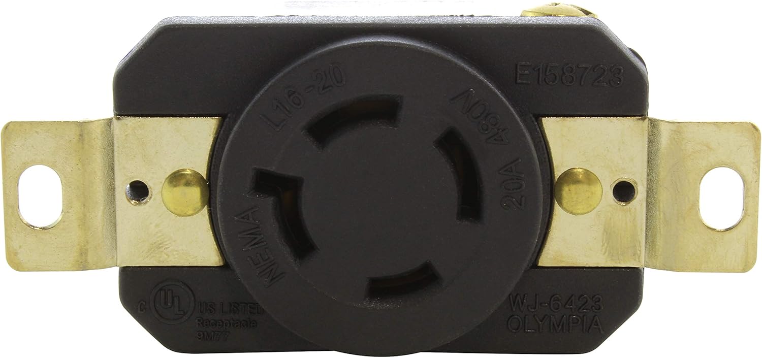 AC WORKS Flush Mount Industrial Locking Grade Receptacle (NEMA L16-20R)