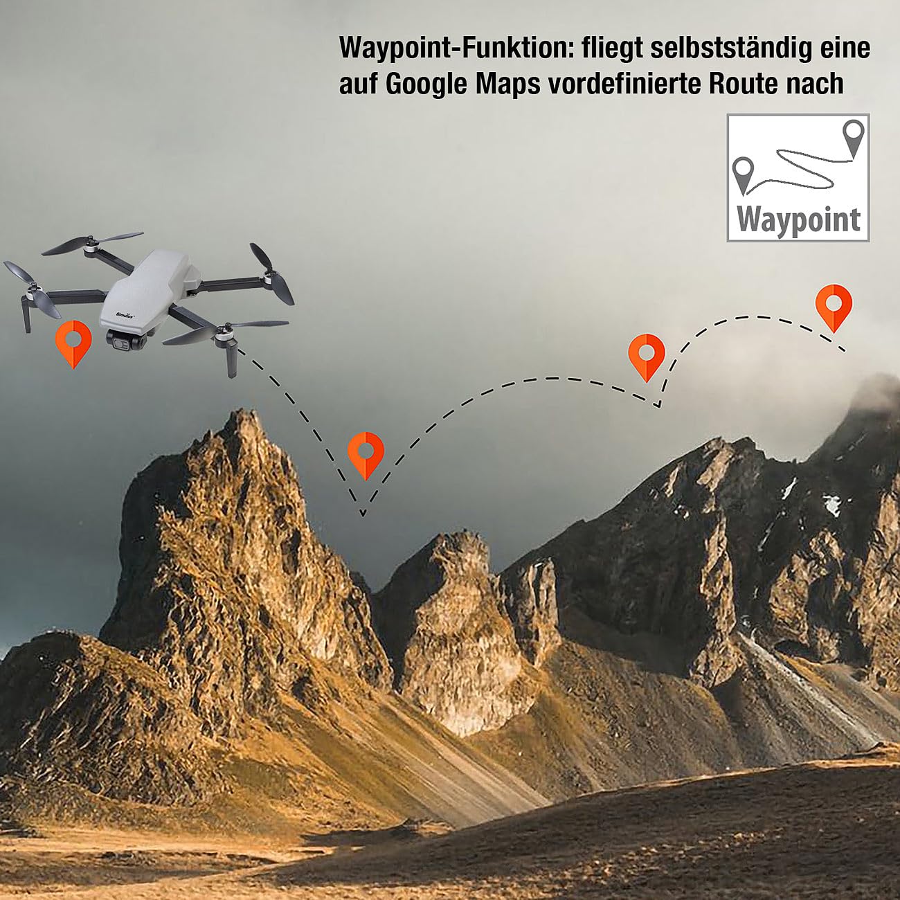 Simulus Drone GPS pieghevole GH-290.fpv con videocamera 4K, gimbal a 2 assi, motore brushless e Wi‑Fi