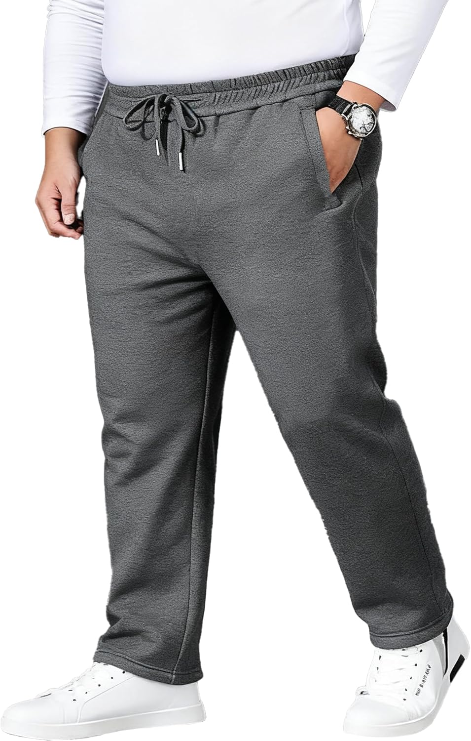 Men's Fleece Sherpa Lined Sweatpants Big and Tall Winter Warm Pants Athletic Running Jogger with Pockets