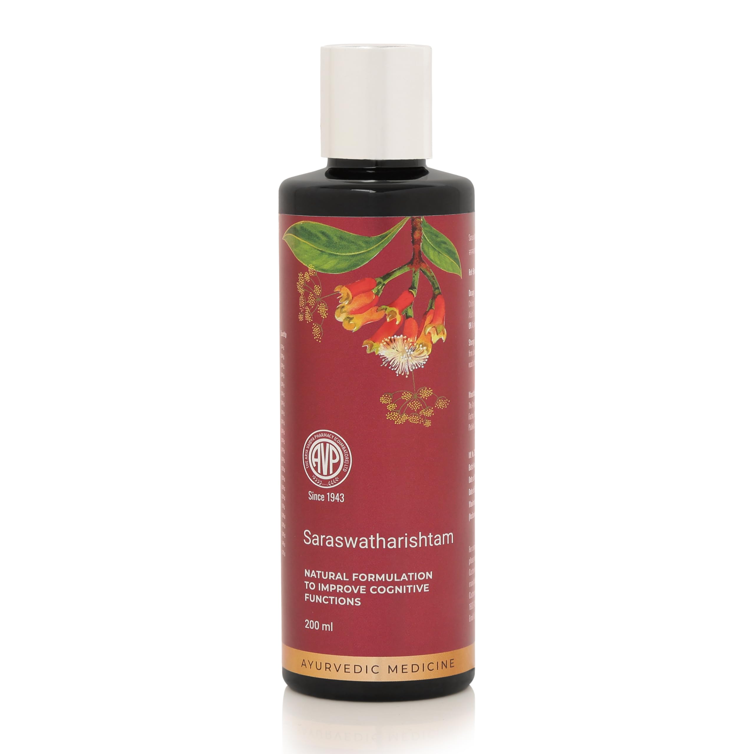 AVP Saraswatharistham 200 ml | Brain Booster | Ayurvedic Stress Relieving Formula Infused With Edible Gold, Brahmi and Ashwagandha | Improves Memory and Concentration | No Preservatives | No Chemicals (B0B5LBB59W) Amazon Price History, Amazon Price Tracker