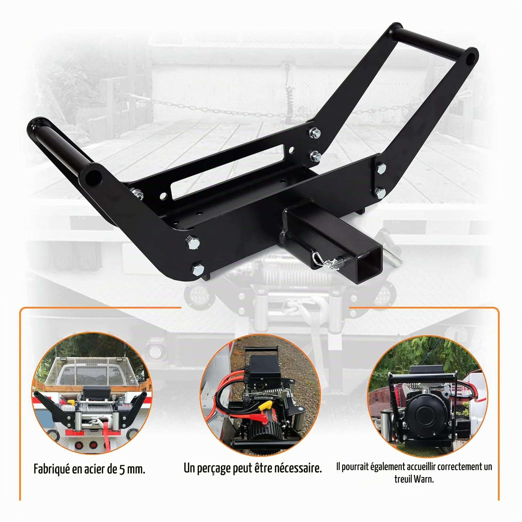 ECOTRIC 10x 4 1/2 Cradle Winch Mount Mounting Plate 8000-13,000 LB Capacity Winch Mounting Hitch Receiver Recovery Winches Foldable