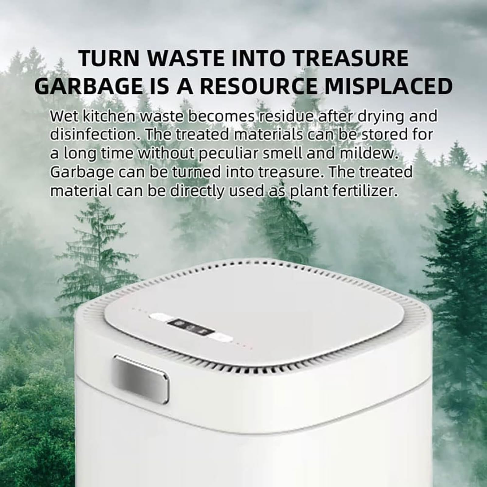 Compostiera da Cucina, pattumiera per Compost Intelligente da 2,5 Litri, compostatrice elettrica da Cucina, per controsoffitto Interno