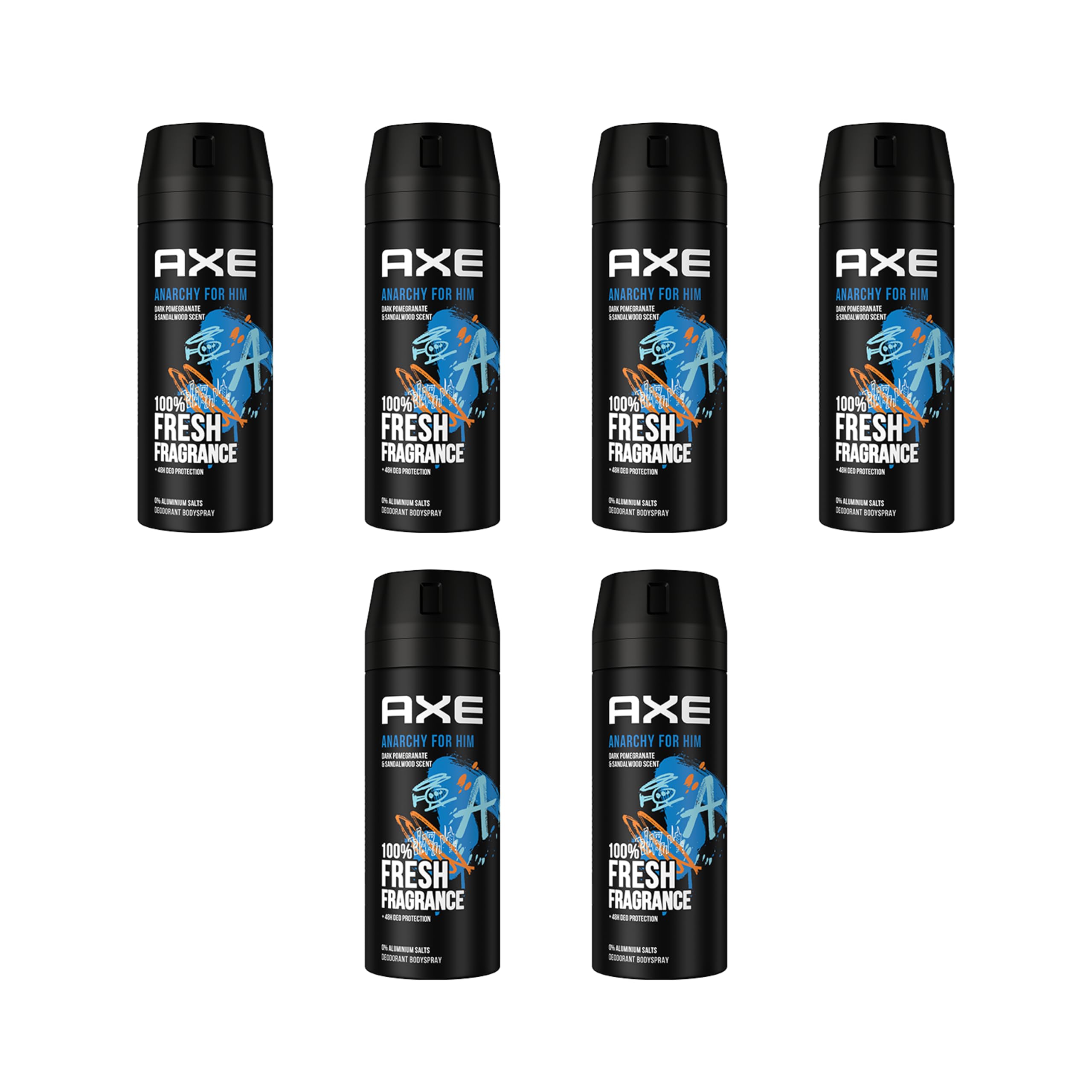 6x Axe Bodyspray Anarchy for Him ohne Aluminiumsalze 150 ml