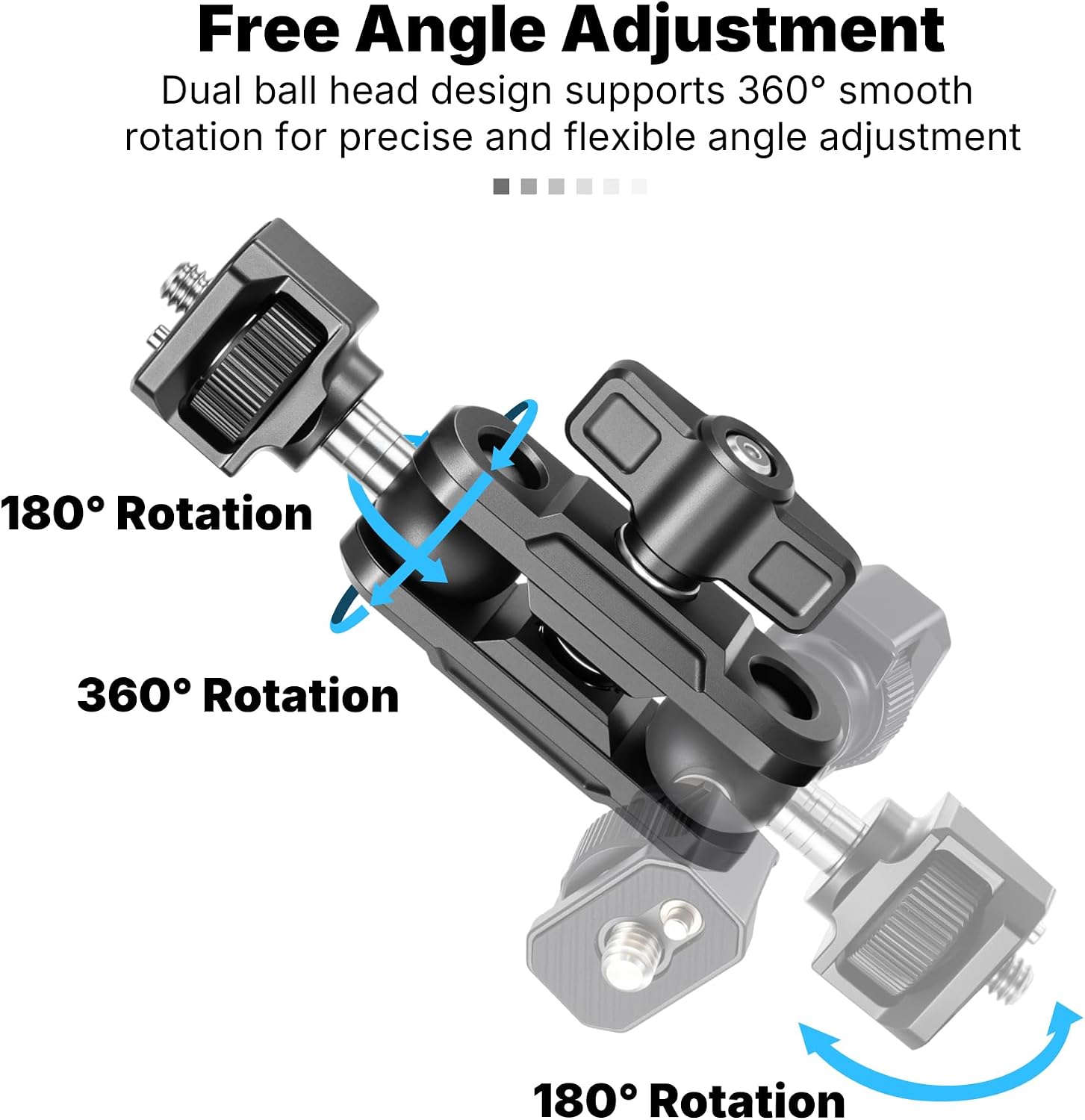 Y3-20S Dual Ball Magic Arm Camera Extension Arm | Aluminum Alloy, Dual 1/4" Screw & Arri Locating Pins, 20mm Rubber Coated Ball Head, Adjustable, Monitor Mount