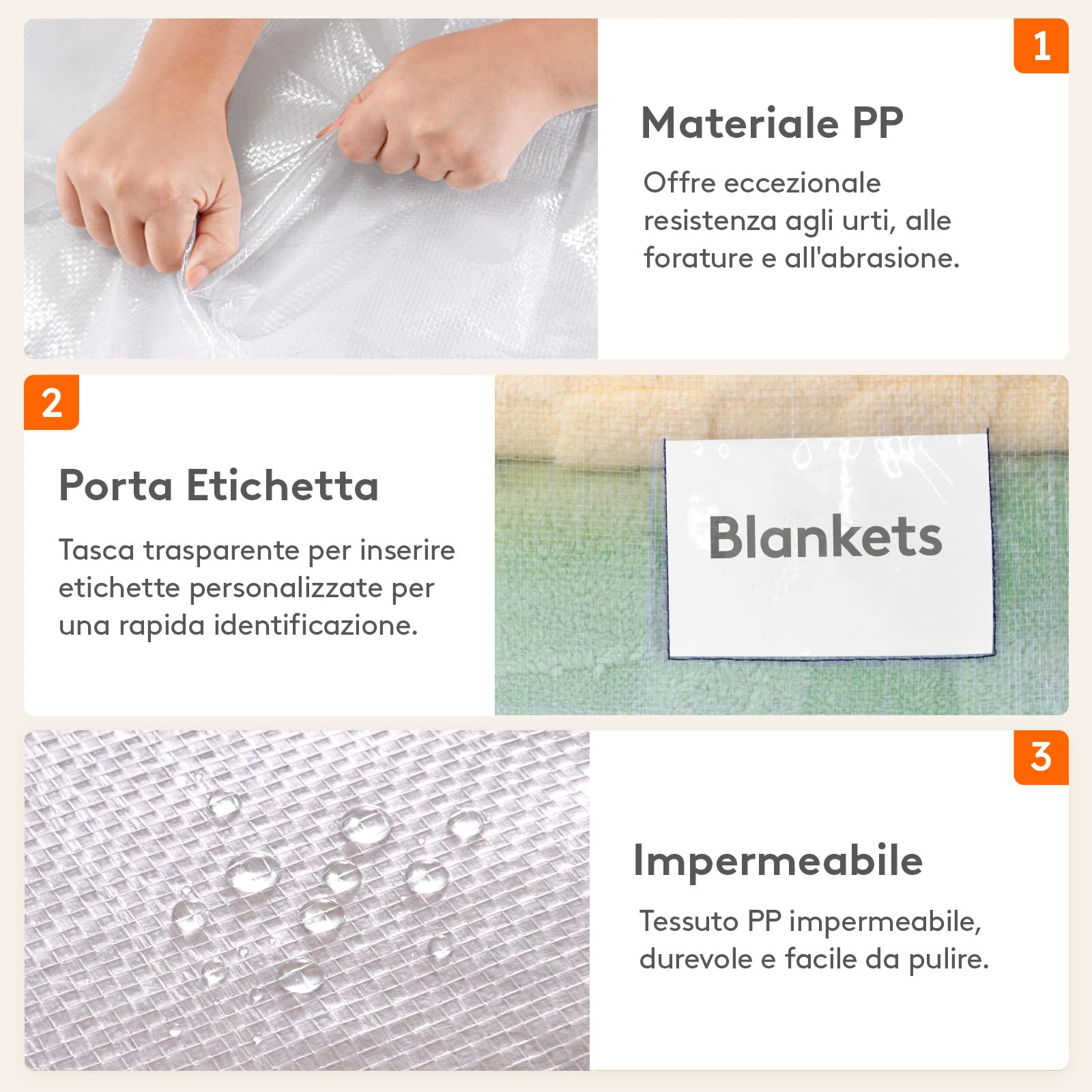 Lifewit Set di 4 Grandi Scatole per Armadio 90 L, Borse Trasloco con Manici, Contenitore Pieghevole per Piumoni, Coperte, Vestiti, Trasparente