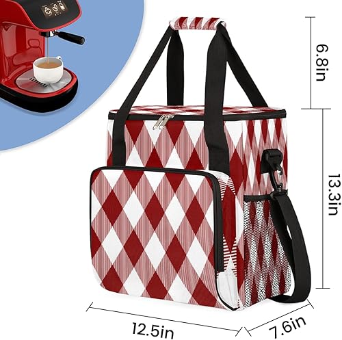 Miniatura 2 de Bolsa de transporte para cafetera de cuadros con patrón para Keurig K-Mini o K-Mini Plus K-Cup Pods Almacenamiento portátil Cafetera Bolsa de viaje