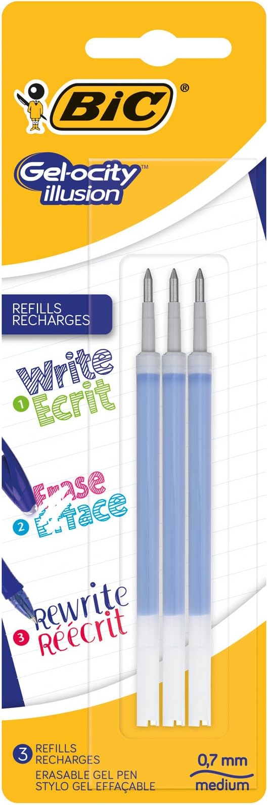 Bic 944021 Gelocity Illusion Erasable Gel Pen Refills Blue (Pack of