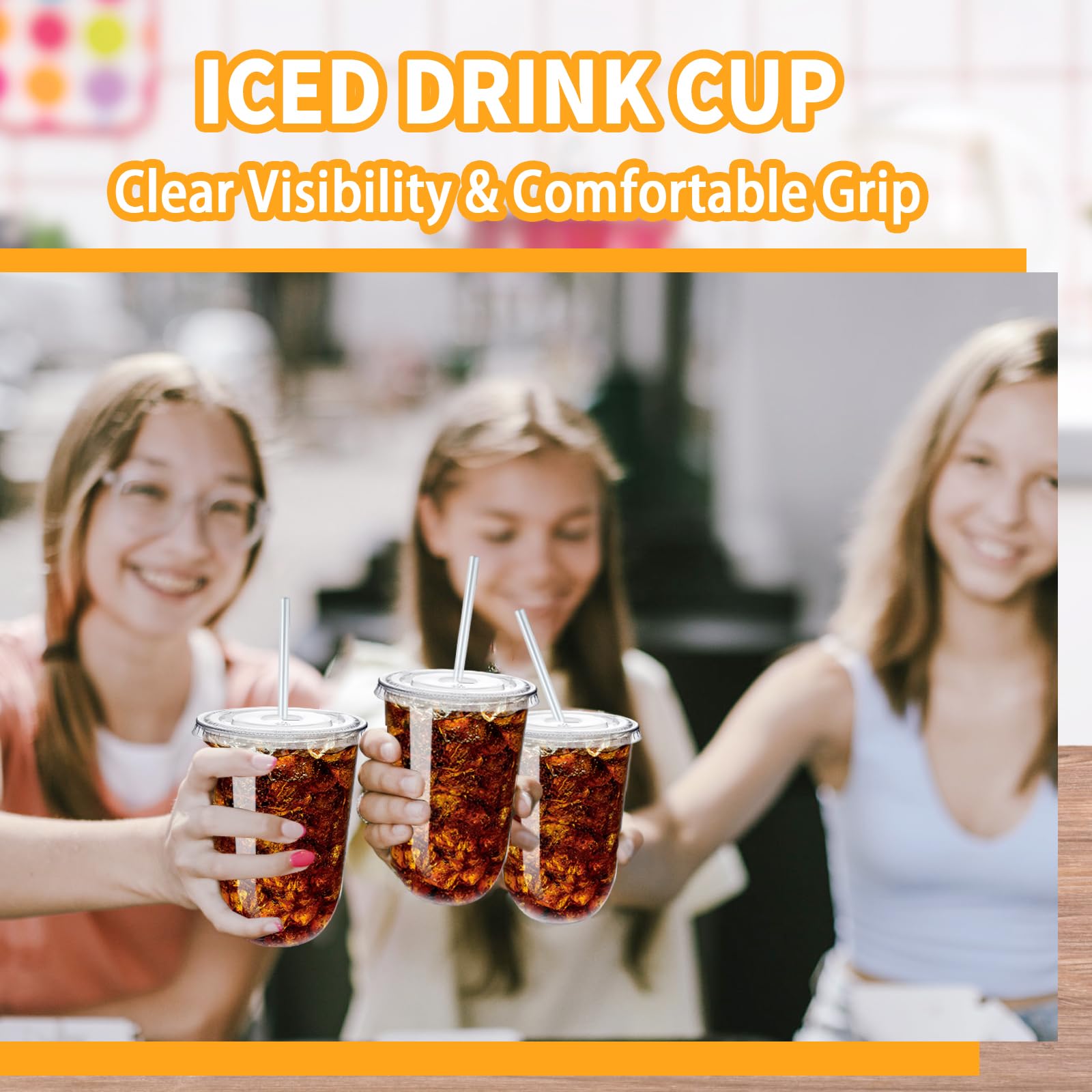 Alaeseje 50 Pack 16 oz Clear Plastic Iced Coffee Cups with Lids and Straws — Amazon image 5