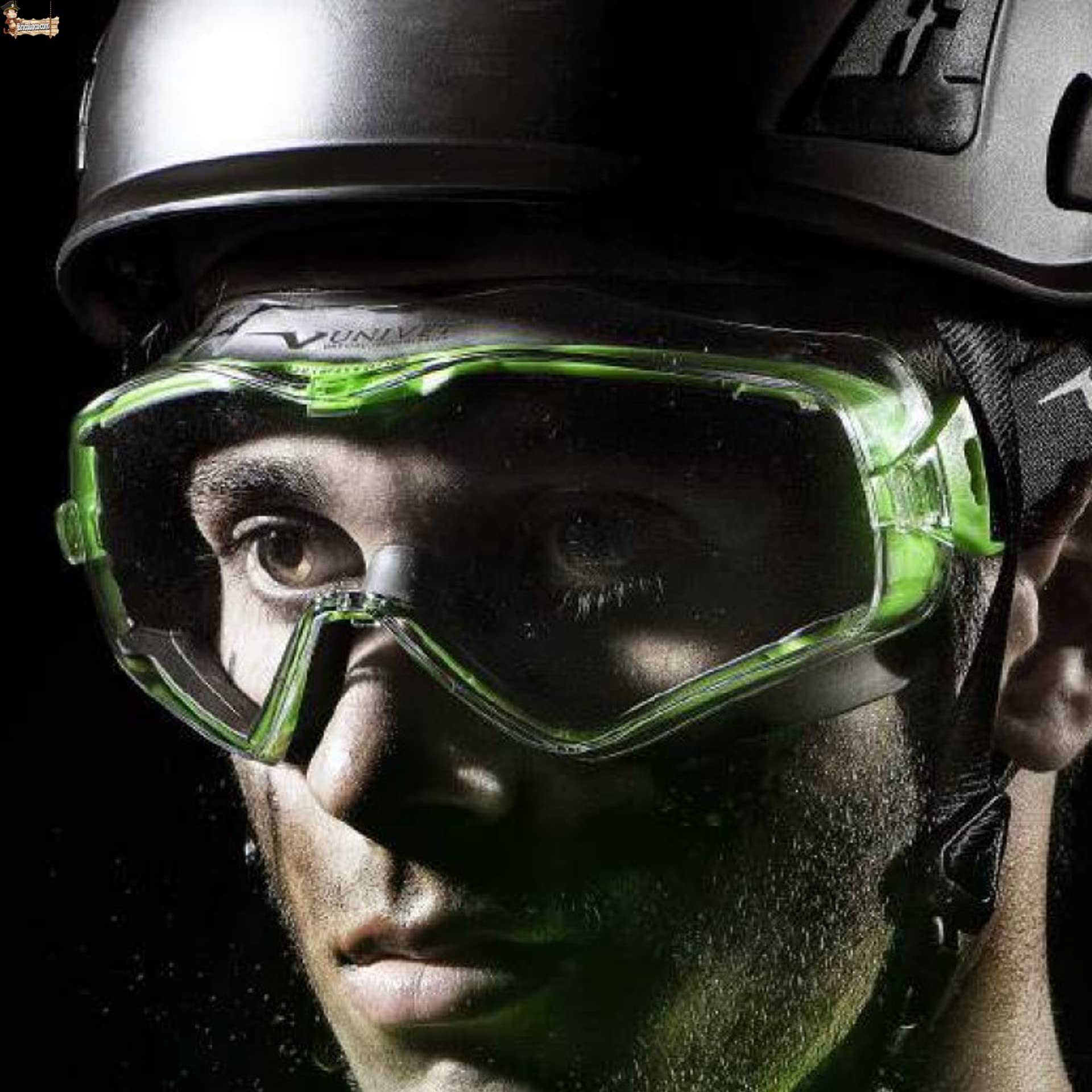 BricoLoco.com Occhiali di protezione e sicurezza sul lavoro, anti-appannamento, anti-liquidi antipolvere, con aste e fascia elastica