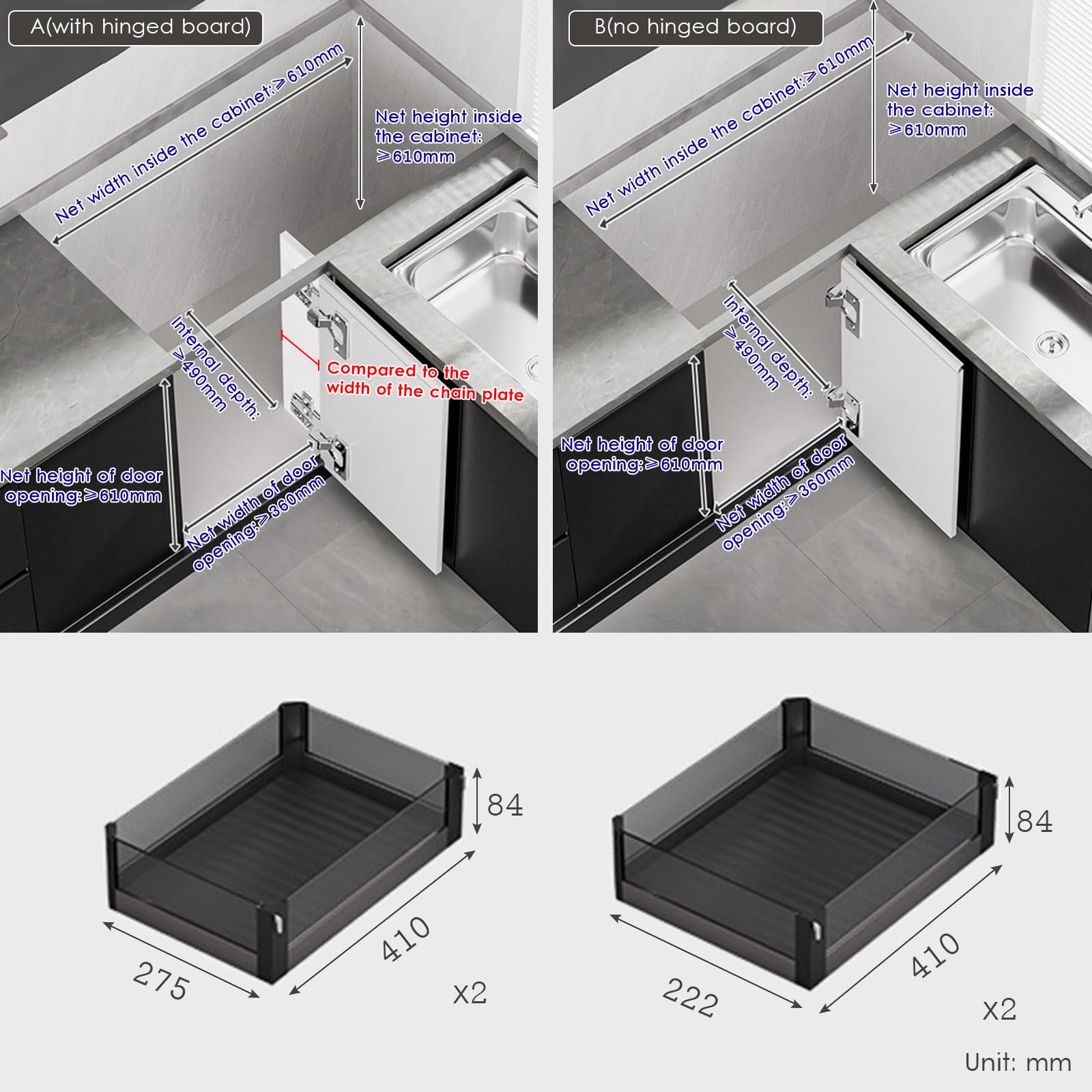 Armadio angolare da cucina con 4 cestelli estraibili, organizer estensibile per dispensa