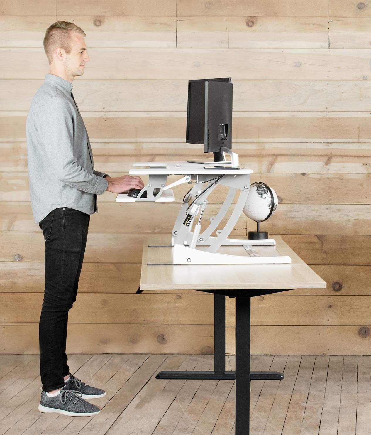 VIVO Height Adjustable 36 inch Stand up Desk Converter, Quick Sit to