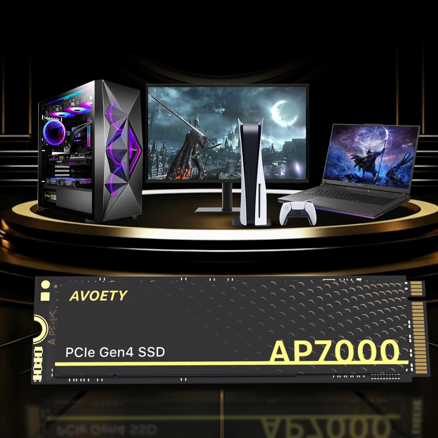 SSD 1TB - M.2 NVMe PCIe Gen4x4 with Graphite Sheet, up to 7401MB/s Read, SLC Cache TLC 3D NAND Gaming SSD, Compatible with PS5, Laptop ＆ PC