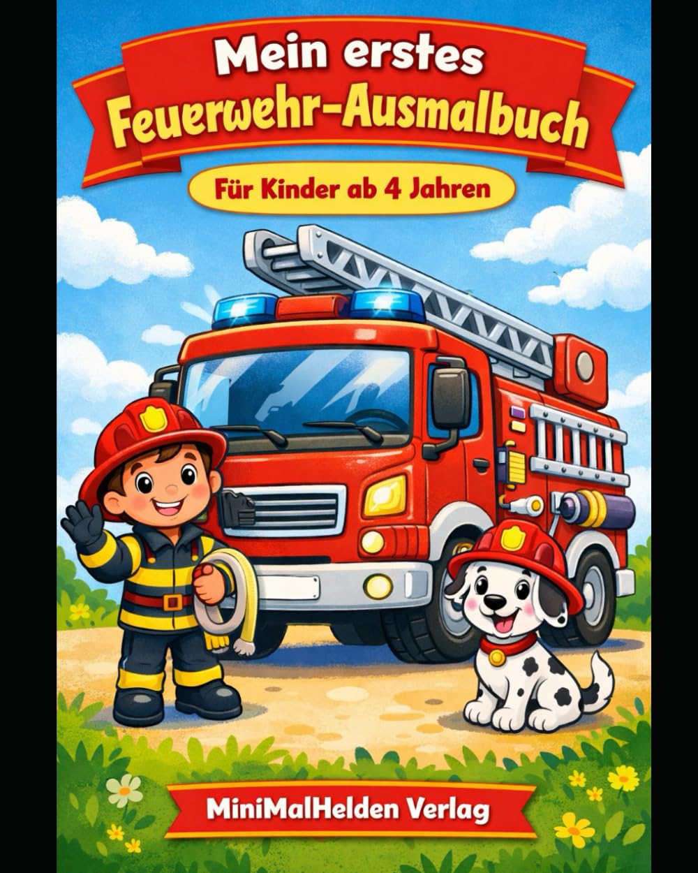 Mein erstes Feuerwehr-Ausmalbuch: Große Ausmalbilder für Kinder ab 4 Jahren – Feuerwehrautos, Feuerwehrmänner & Feuerwehrhund